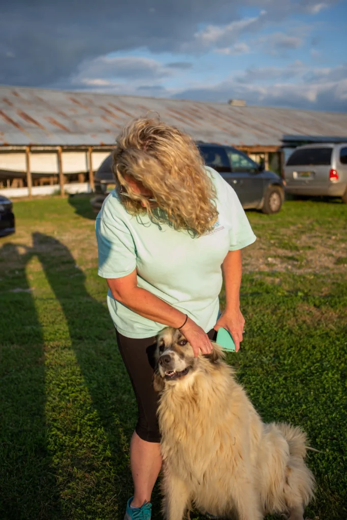 Alisa Lemley, owner, with her dog