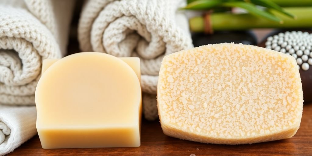 Two types of soaps for face and body comparison.