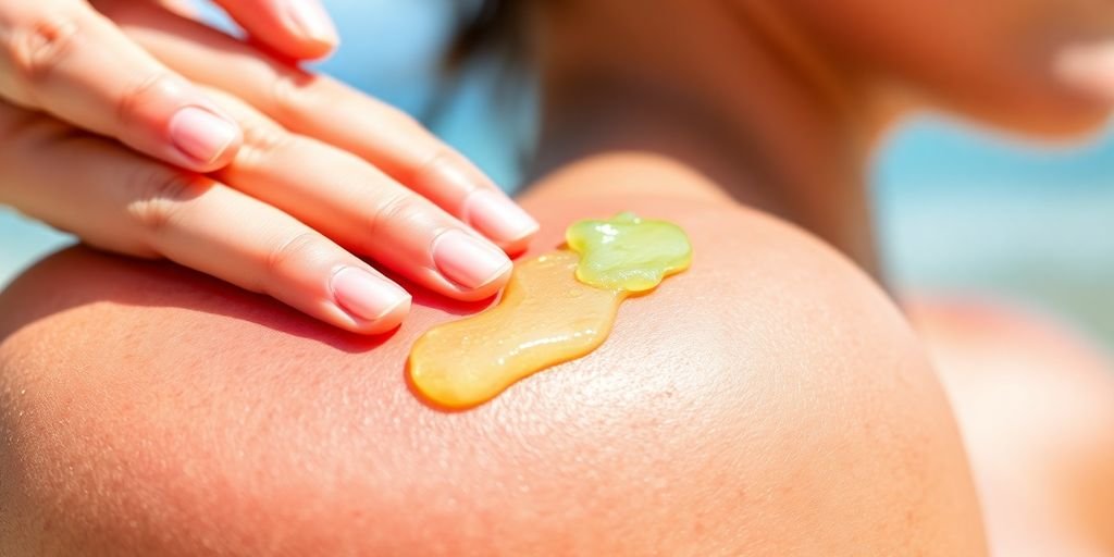 Soothing aloe vera on sun-kissed skin